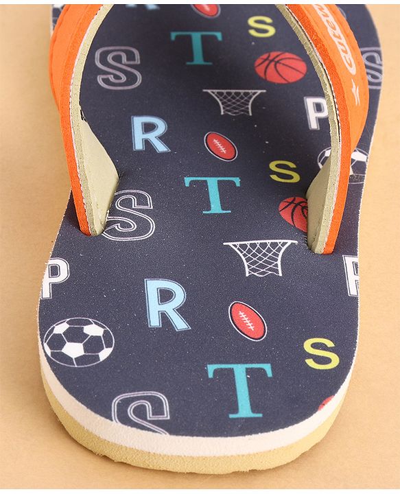 Cute Walk by Babyhug Slip Ons Flip Flop With Text Print - Navy Blue