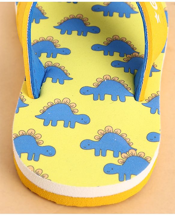 Cute Walk by Babyhug Slip Ons Flip Flop With Dino Print - Yellow