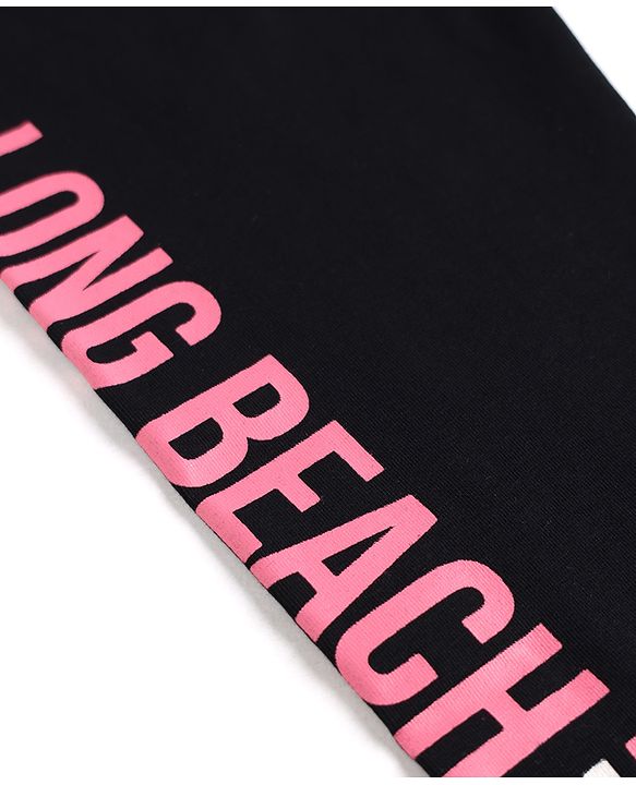 Pine Kids Cotton Lycra Knit Full Length Text Printed Leggings - Black