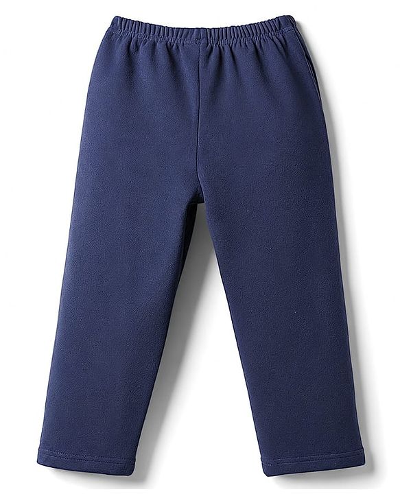 Babyhug Velour Knit Full Length Solid Pant - Black