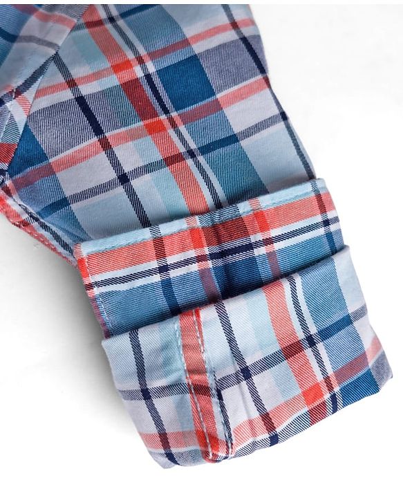 Pine Kids Cotton Woven Full Sleeves Checks Shirts and T-Shirt- Navy