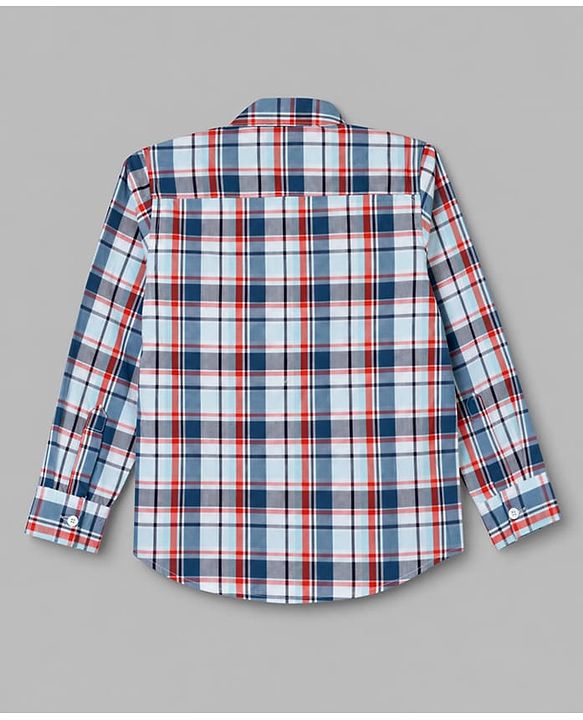 Pine Kids Cotton Woven Full Sleeves Checks Shirts and T-Shirt- Navy