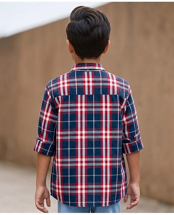 Pine Kids Cotton Woven Half Sleeves Checks Shirt With Printed T-Shirt - Multicolor
