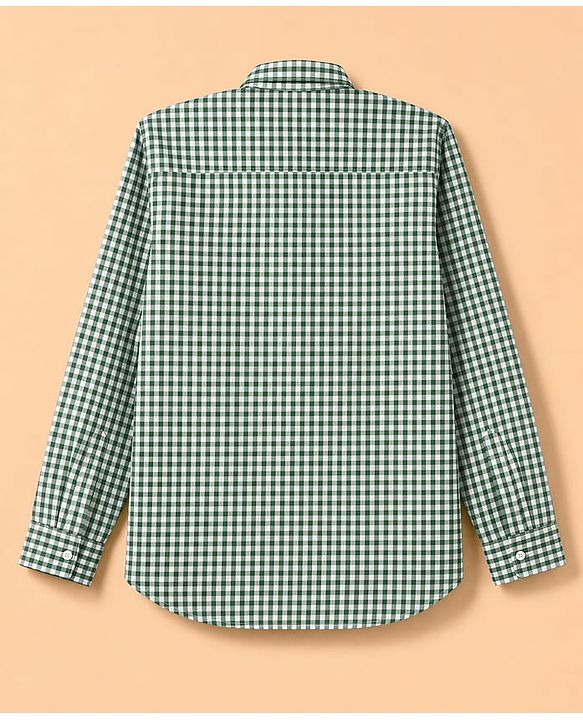 Pine Kids Cotton Woven Checks Twofer Shirt with Full Sleeves - Green