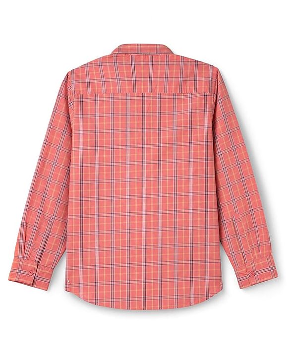 Pine Kids Cotton Woven Checks Shirt with Full Sleeves - Orange