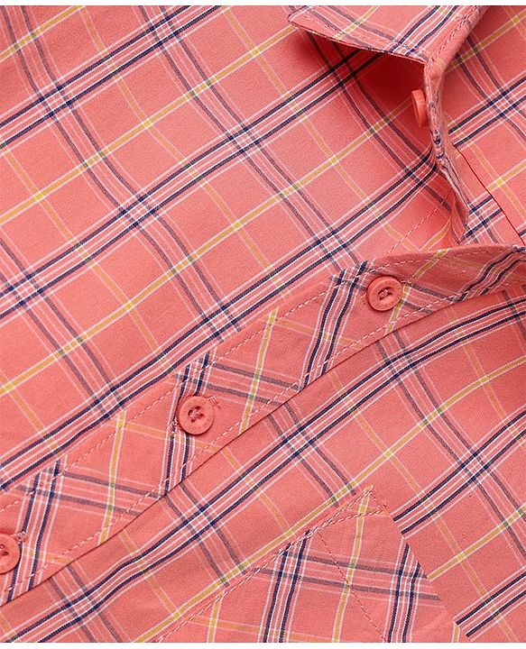 Pine Kids Cotton Woven Checks Shirt with Full Sleeves - Orange