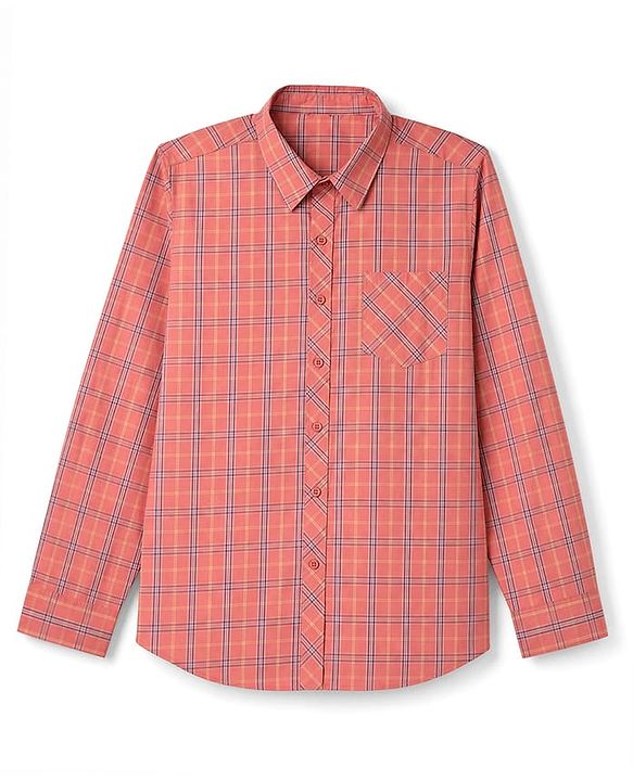 Pine Kids Cotton Woven Checks Shirt with Full Sleeves - Orange