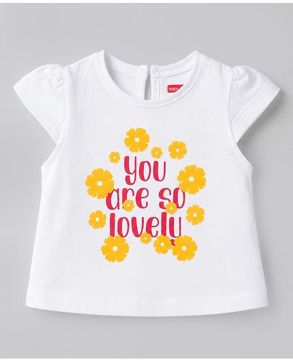 Babyhug 100% Cotton Knit Half Sleeves Floral & Polka Dots Printed T-Shirts Pack Of 3 - Red Yellow & White