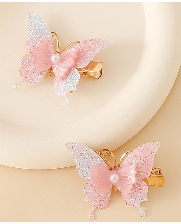 Pine Kids Butterfly Alligator Clips  Free Size - Pink