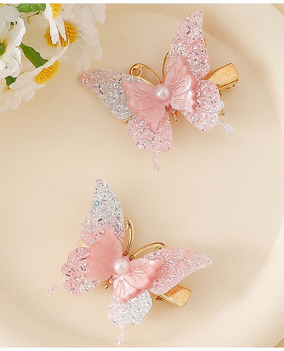 Pine Kids Butterfly Alligator Clips  Free Size - Pink