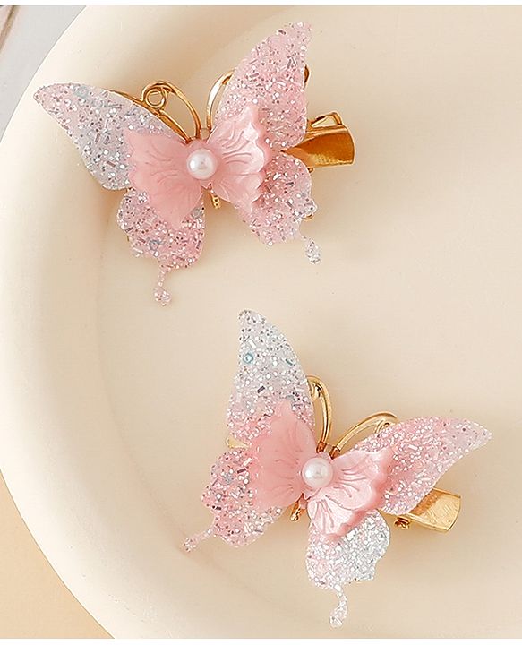 Pine Kids Butterfly Alligator Clips  Free Size - Pink