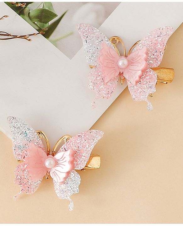 Pine Kids Butterfly Alligator Clips  Free Size - Pink