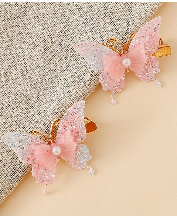 Pine Kids Butterfly Alligator Clips  Free Size - Pink