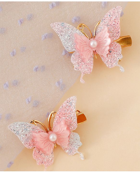 Pine Kids Butterfly Alligator Clips  Free Size - Pink