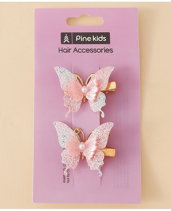Pine Kids Butterfly Alligator Clips  Free Size - Pink