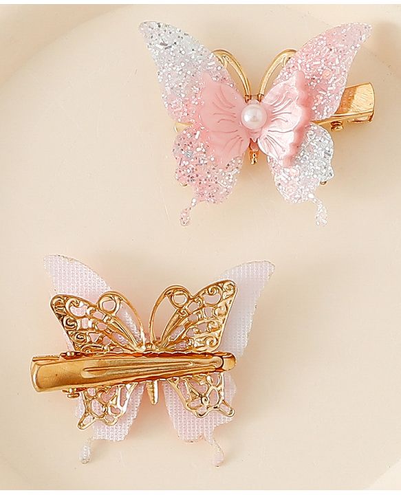Pine Kids Butterfly Alligator Clips  Free Size - Pink