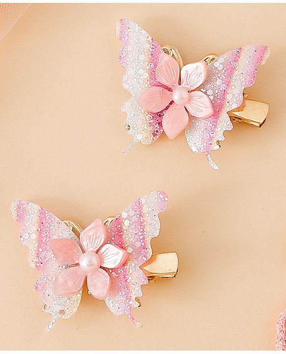 Pine Kids Free Size Bow & Butterfly Clips - Multicolor
