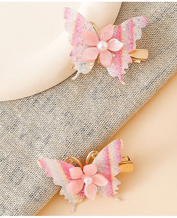 Pine Kids Free Size Bow & Butterfly Clips - Multicolor