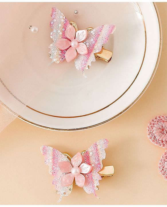 Pine Kids Free Size Bow & Butterfly Clips - Multicolor