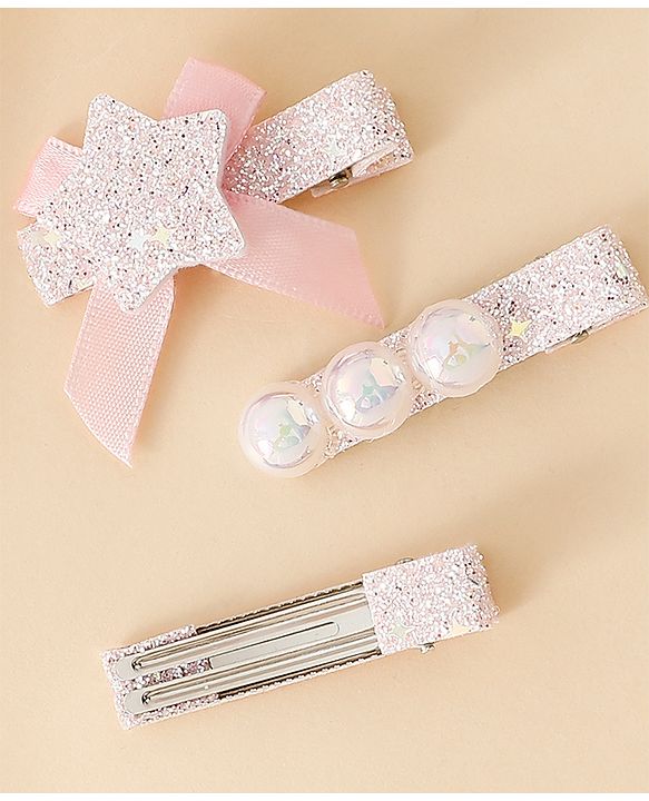 Babyhug Hair Pins And Clips With Shimmer & Pearl Free Size - Gold