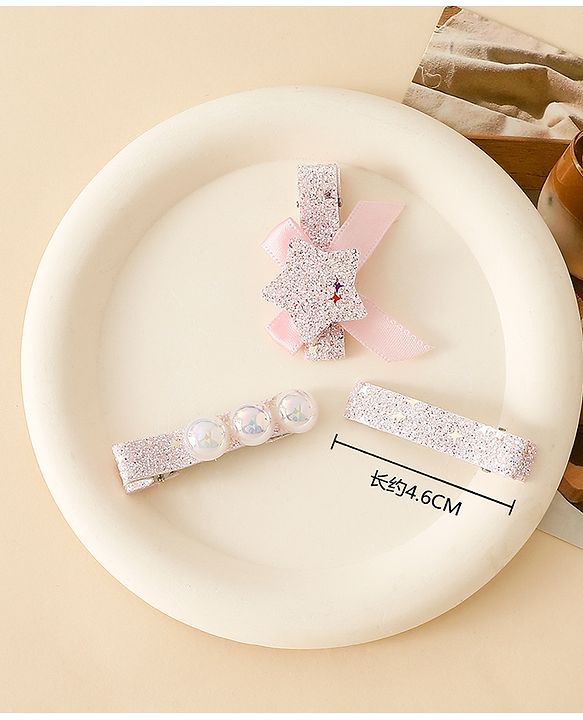 Babyhug Hair Pins And Clips With Shimmer & Pearl Free Size - Gold