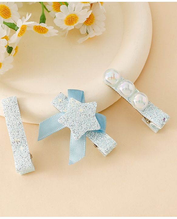 Babyhug Hair Pins And Clips With Shimmer & Pearl Free Size - Gold