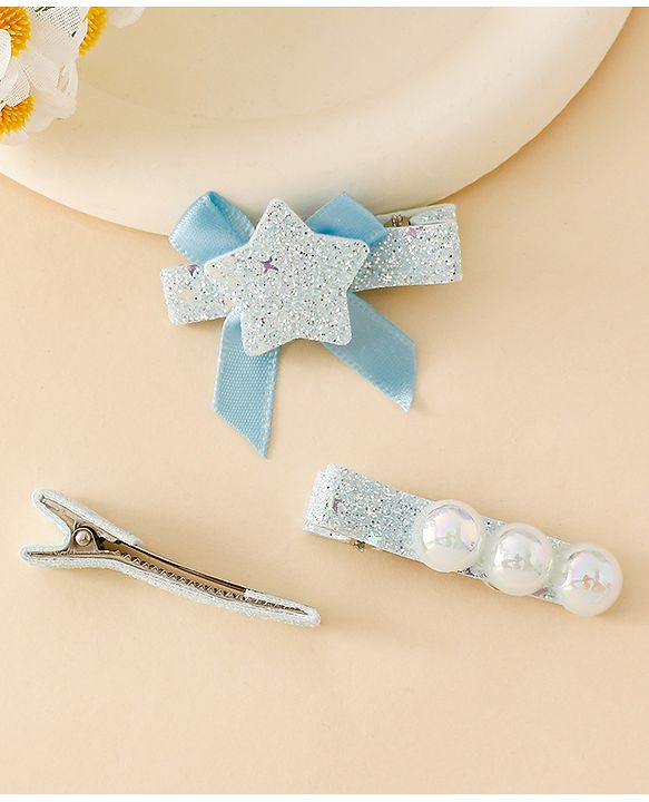 Babyhug Hair Pins And Clips With Shimmer & Pearl Free Size - Gold
