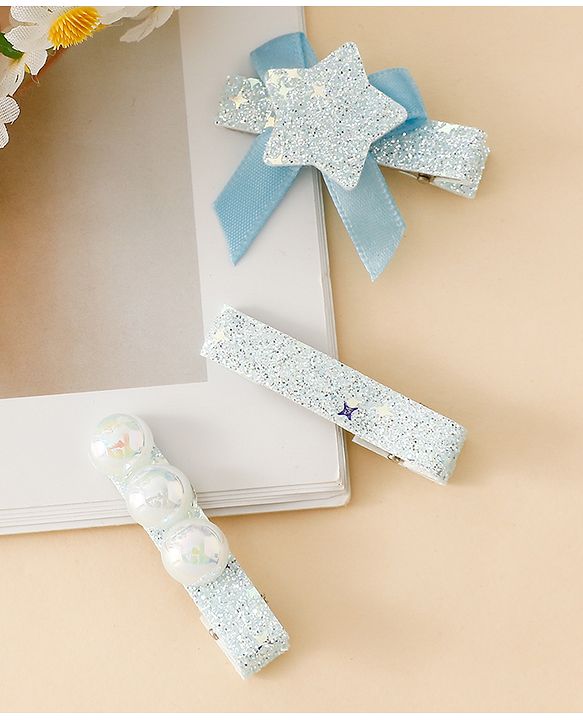 Babyhug Hair Pins And Clips With Shimmer & Pearl Free Size - Gold