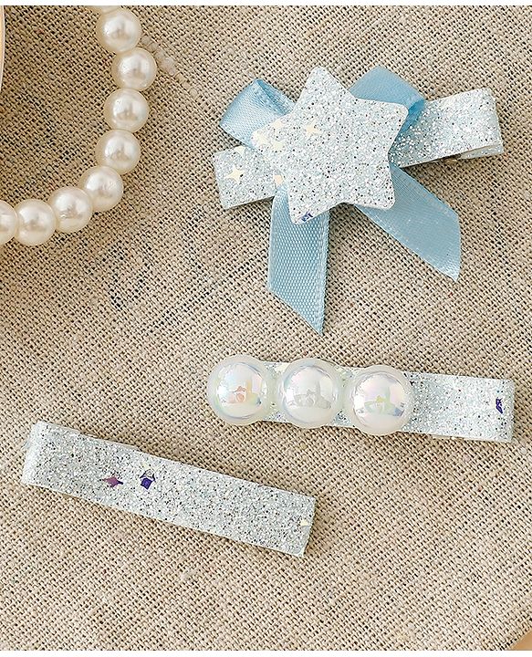 Babyhug Hair Pins And Clips With Shimmer & Pearl Free Size - Gold