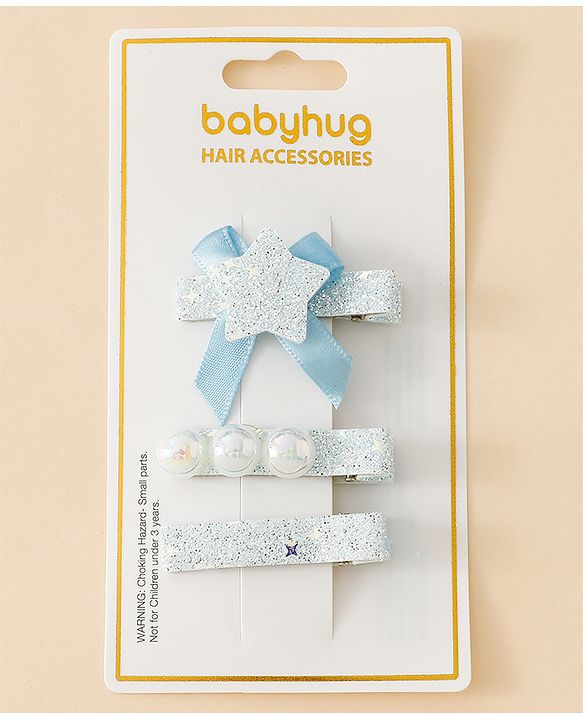 Babyhug Hair Pins And Clips With Shimmer & Pearl Free Size - Gold