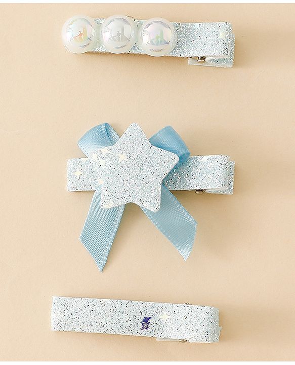 Babyhug Hair Pins And Clips With Shimmer & Pearl Free Size - Gold