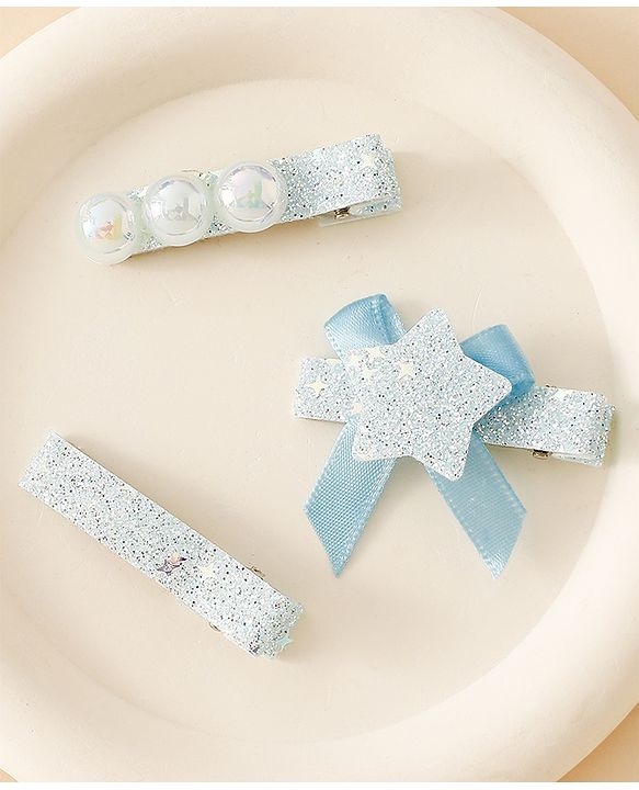 Babyhug Hair Pins And Clips With Shimmer & Pearl Free Size - Gold