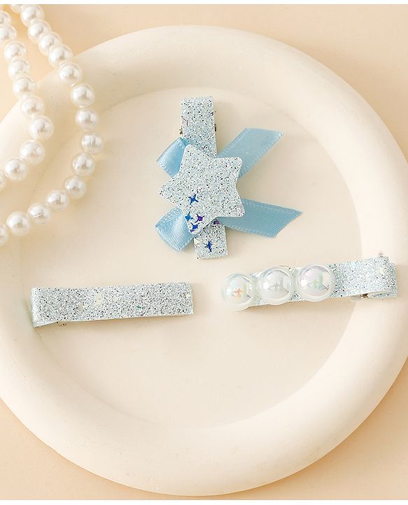 Babyhug Hair Pins And Clips With Shimmer & Pearl Free Size - Gold