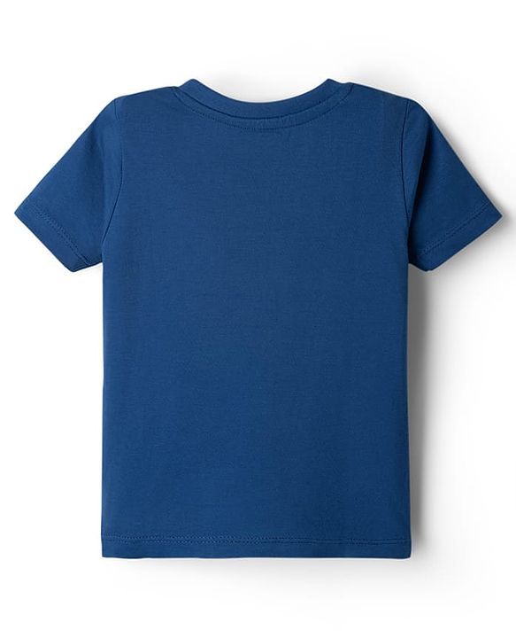 Babyhug 100% Cotton Knit Half Sleeves T-Shirt & Pyjama Night Suit With Text Print - Navy Blue