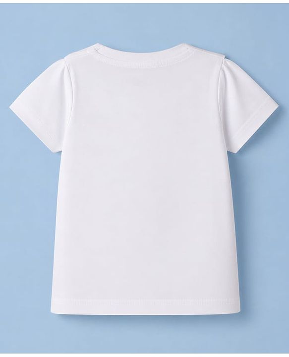 Babyhug 100% Cotton Knit Half sleeves T-Shirt & Pyjama Night Suit With Polka Dot & Text Print - White