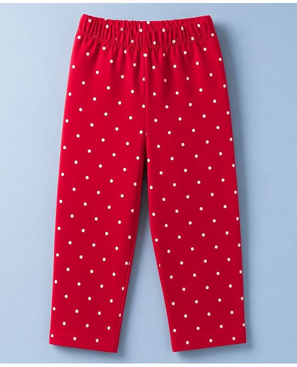 Babyhug 100% Cotton Knit Half sleeves T-Shirt & Pyjama Night Suit With Polka Dot & Text Print - White