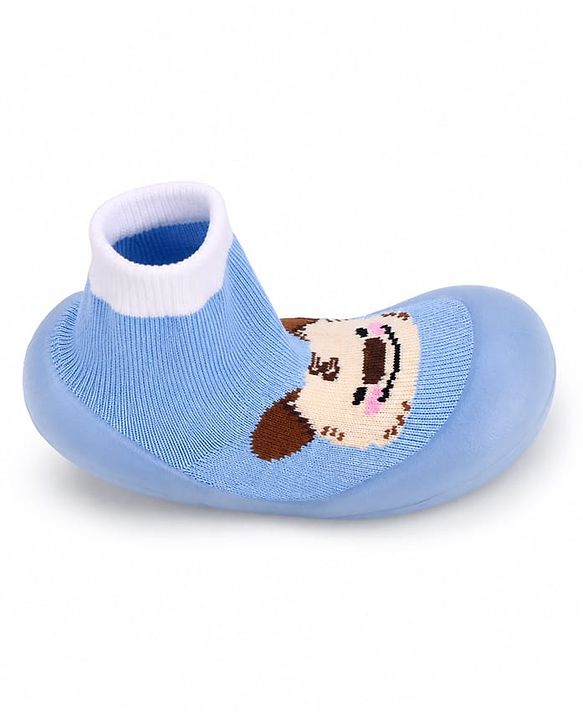 Cute Walk by Babyhug Slip on Sock Shoes with Bear Print - Blue