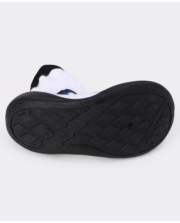 Cute Walk by Babyhug Slip On Sock Shoes With Panda Design - Black & White