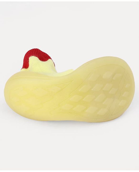 Cute Walk by Babyhug Slip On Sock Shoes With Butterfly Design - Yellow & Pink