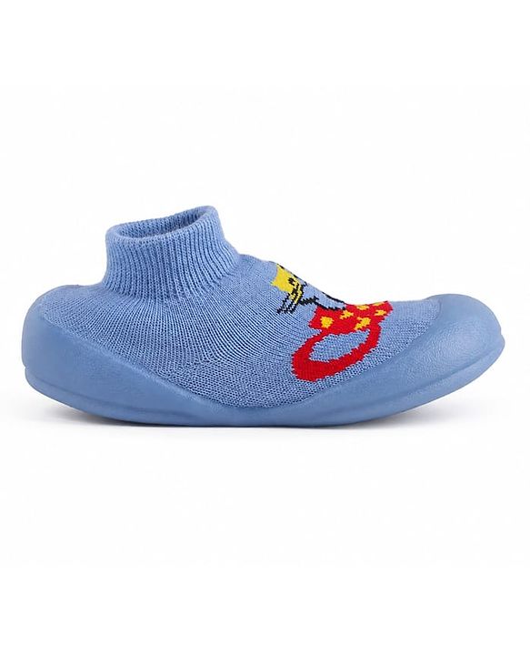 Cute Walk by Babyhug Slip on Sock Shoes with Bear Print - Blue