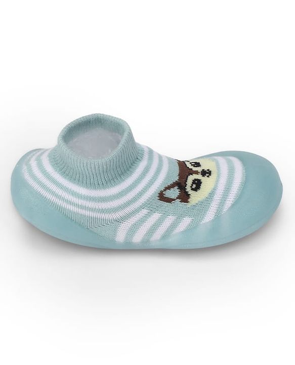 Cute Walk by Babyhug Slip On Closure Sock shoes With Fox Design - Sky Blue & White