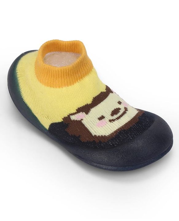 Cute Walk by Babyhug Slip On Closure Sock shoes With Tiger Design - Blue & Yellow