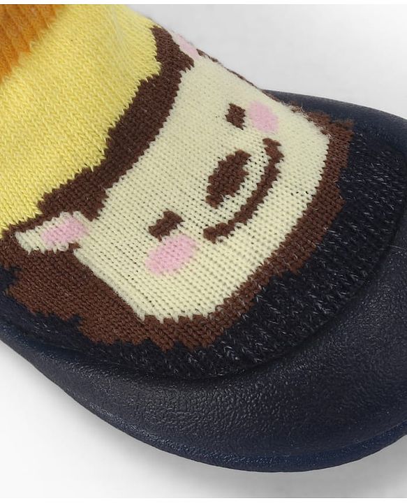 Cute Walk by Babyhug Slip On Closure Sock shoes With Tiger Design - Blue & Yellow