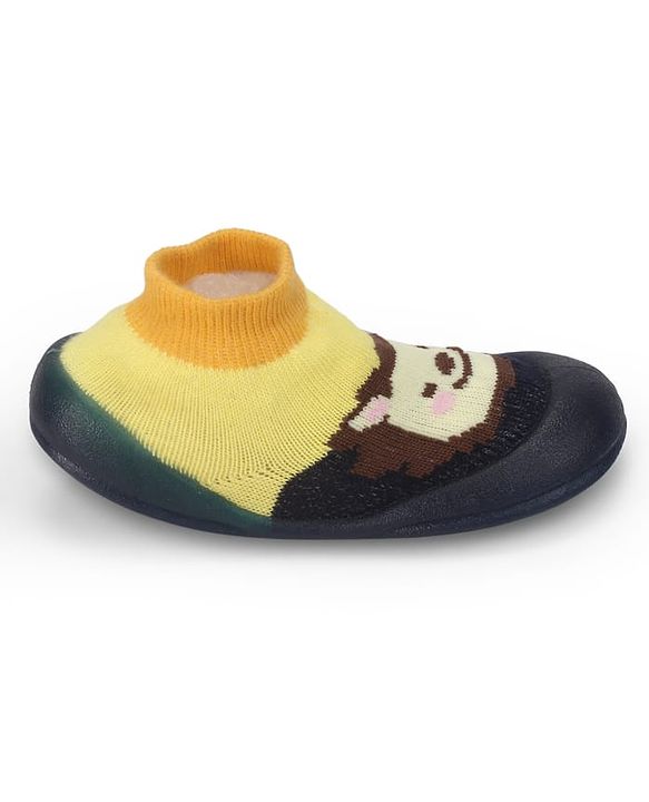Cute Walk by Babyhug Slip On Closure Sock shoes With Tiger Design - Blue & Yellow