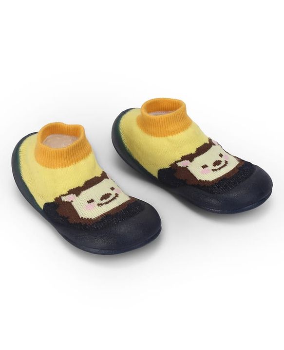 Cute Walk by Babyhug Slip On Closure Sock shoes With Tiger Design - Blue & Yellow