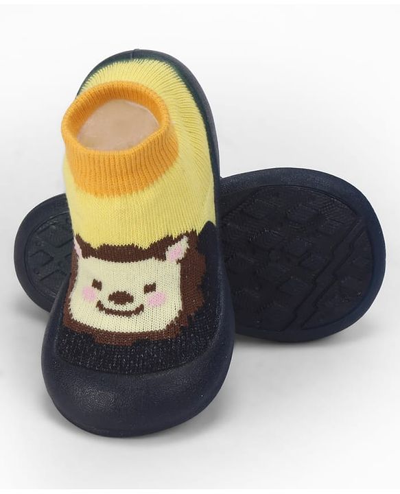 Cute Walk by Babyhug Slip On Closure Sock shoes With Tiger Design - Blue & Yellow