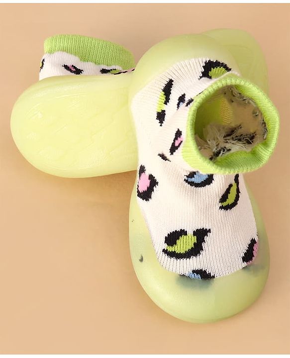 Cute Walk by Babyhug Slip On Printed Sock Shoes - Green