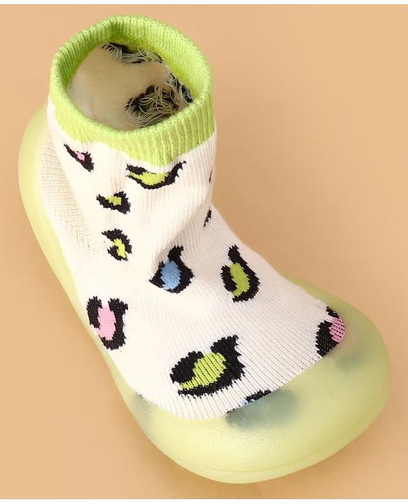 Cute Walk by Babyhug Slip On Printed Sock Shoes - Green