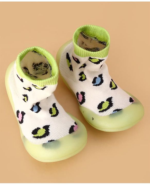 Cute Walk by Babyhug Slip On Printed Sock Shoes - Green