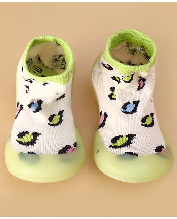 Cute Walk by Babyhug Slip On Printed Sock Shoes - Green